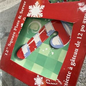 Christmas Candy Cane Decorative Plate - Red, White, Green